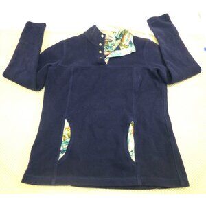 Tommy‎ Bahama 1/4 Snap Pullover Sweatshirt Cotton/Spandex Blend Floral Accents &